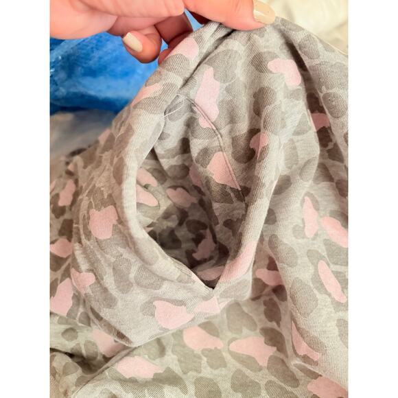 The Impeccable Pig Leopard Print Sweatshirt Gray Pink Cotton Pullover L - Picture 5 of 6